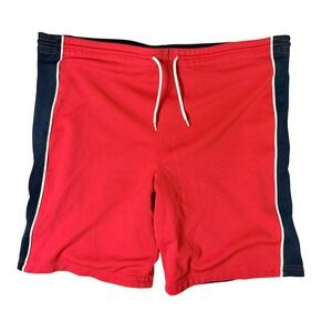 Reversible Athletic Shorts Womens M Red Navy Blue White Stripe Drawstring Waist